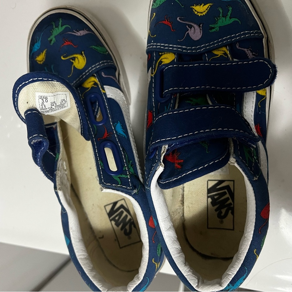 Vans Kids Blue Sneakers with Dinosaur Print